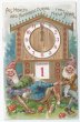 画像1: Postcard  新年を祝うノーム妖精　時計・キノコ　1909年　 (1)