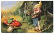 画像1: Postcard  ノーム妖精の絵描きさんとキノコの上のカエル　 (1)