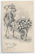 画像1: Postcard  四つ葉クローバーと馬蹄を運ぶ豚さん　1908年　  (1)