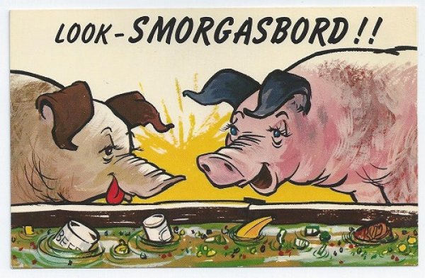 画像1: Postcard  2頭の豚さん　LOOK　 (1)