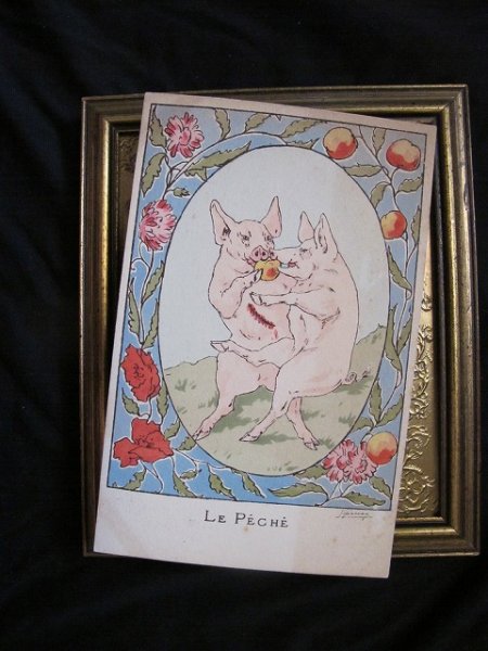 画像2: Postcard  豚さんのアダムとイブ　創世記　 (2)