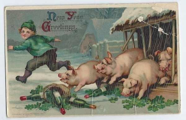画像1: Postcard  飛び出す豚さん 1916年　 (1)
