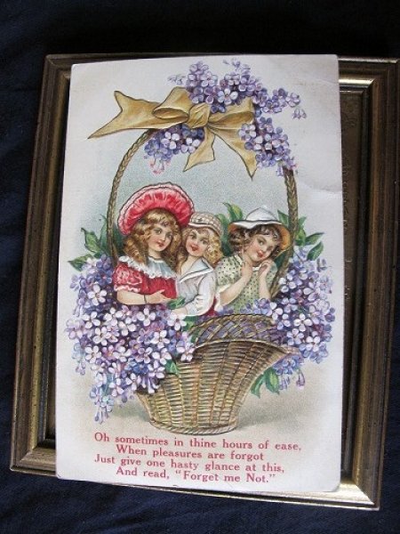 画像2: Postcard  お花のバスケットの中の女の子たち F.Brundage? (2)