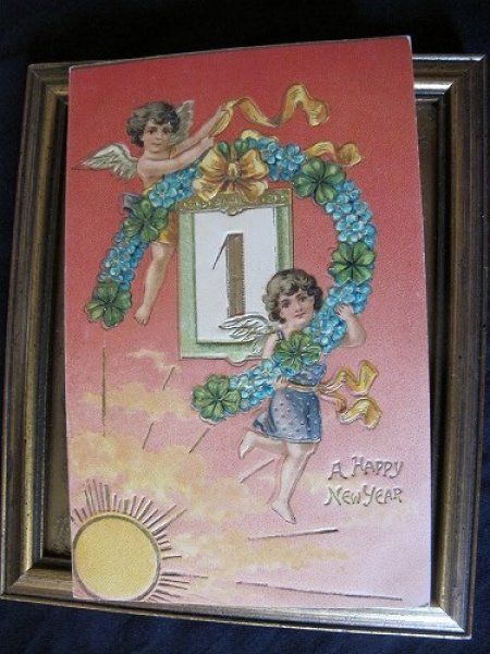 画像2: Postcard  New Year 馬蹄を運ぶ天使  1909年  (2)