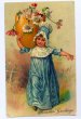 画像1: Postcard 　イースター　大きな卵にお花を入れて運ぶ女の子   (1)