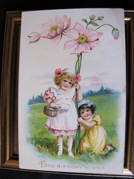 画像2: Postcard  大きなお花と女の子たち  1908年  (2)