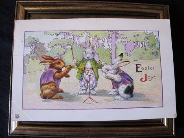 画像2: Postcard イースター ウサギさんの音楽隊 1922年  (2)