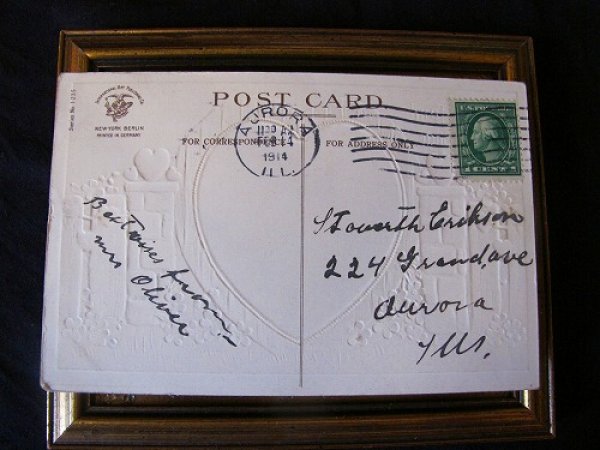 画像3: Postcard ヴァレンタイン ハートの中の天使 Ellen Clapsaddle 1914年 (3)