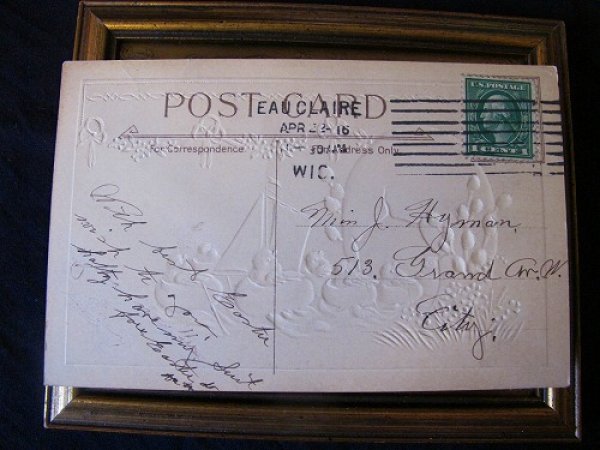 画像3: Postcard イースター 卵のボートで帰宅するヒヨコさん Clapsaddle?  (3)