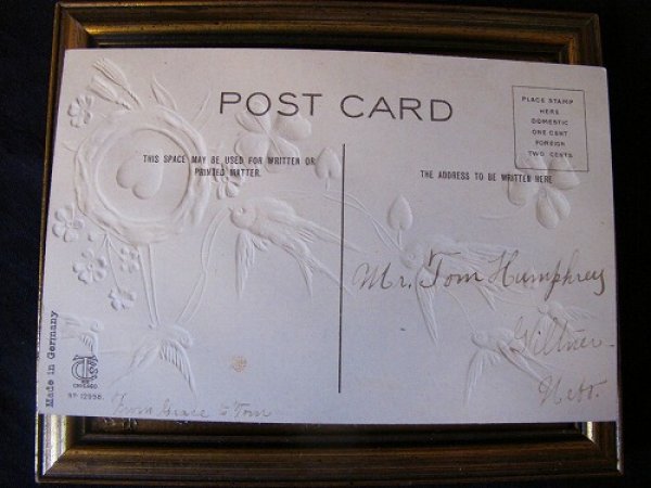 画像3: Postcard ハートのシールと忘れな草のお花を運ぶツバメ  (3)