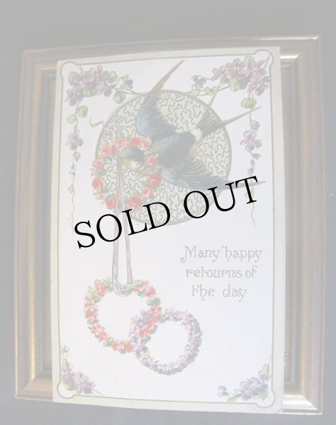 画像2: Postcard　花輪を運ぶツバメ　 (2)