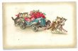 画像1: Postcard　薔薇のお花車を引く猫たち　Wally Fialkowska　 (1)