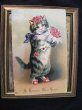 画像2: Postcard　手紙と薔薇のお花を持った猫　1909年　　 (2)