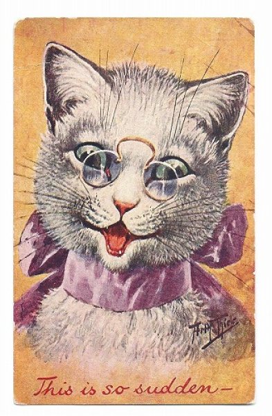 画像1: Postcard　眼鏡の猫　Arthur Thiele　 (1)