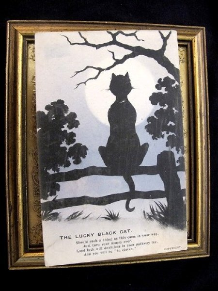 画像2: Postcard  幸運を招く月夜の黒猫 イギリス1910年 (2)