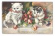 画像1: Postcard チューリップのお花と2匹の子猫　  (1)