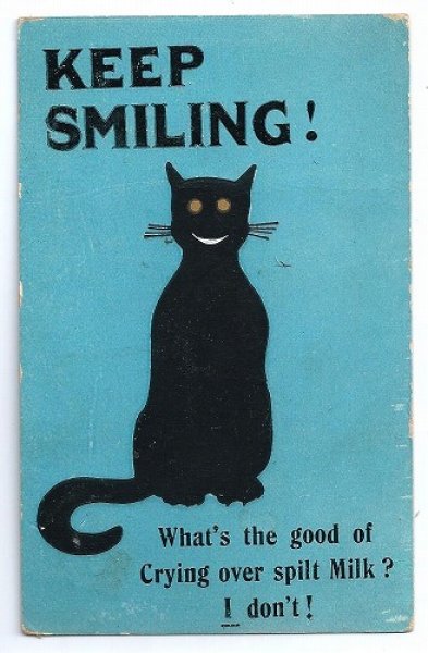 画像1: Postcard 　幸運の黒猫 Keep Smiling!　 (1)