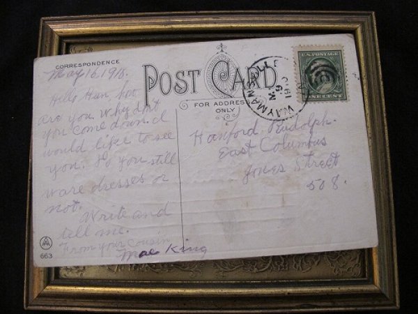 画像3: Postcard 忘れな草のお花かごと猫 1910年 (3)