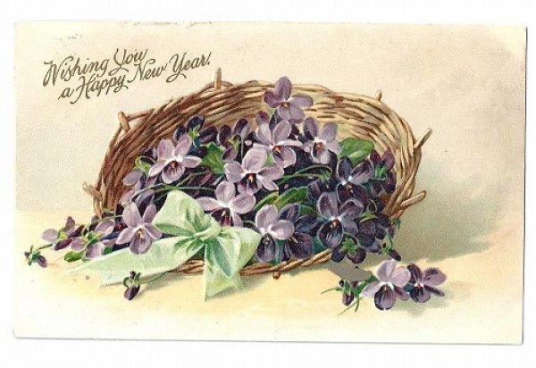 画像1: Postcard　スミレのお花かご　1910年　　 (1)