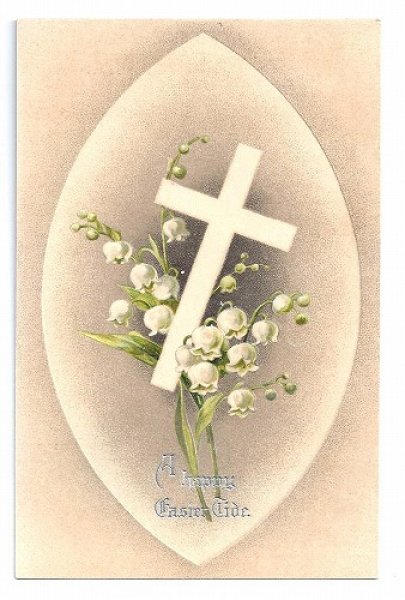 画像1: Postcard　イースター　十字架とスズランのお花　　 (1)