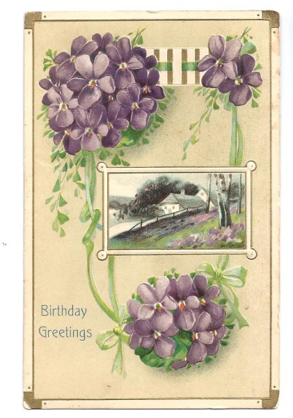 画像1: Postcard　スミレのお花と風景　　 (1)