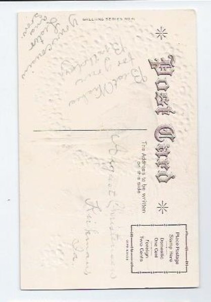 画像2: Postcard ツバメと忘れな草のお花のリース  (2)