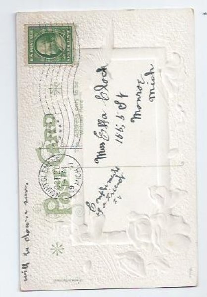 画像2: Postcard ツバメとアネモネのお花 1911年 (2)