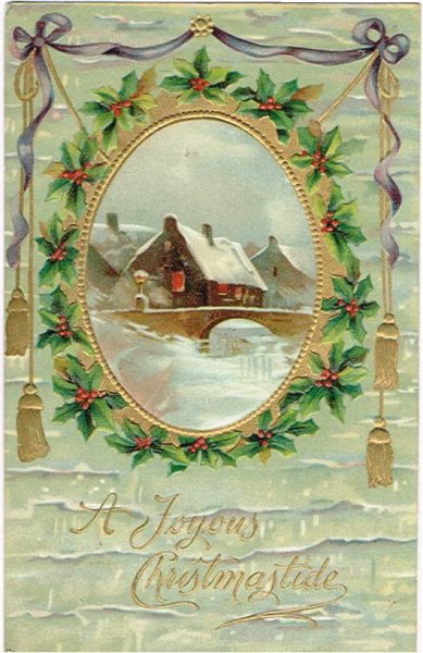 画像1: Postcard　クリスマス Xmas 雪景色の家   (1)