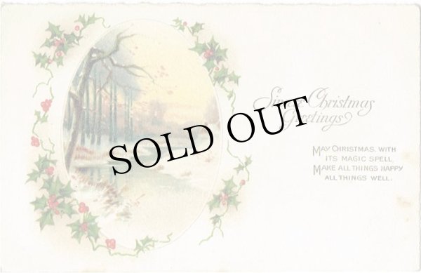 画像1: Postcard　クリスマス Xmas 雪景色  1925年 (1)
