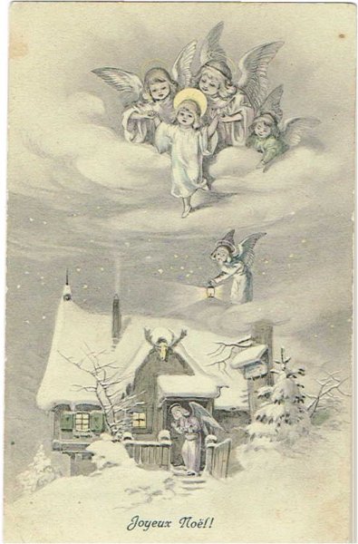 画像1: Postcard　クリスマス Xmas 聖夜の天使たち　 (1)