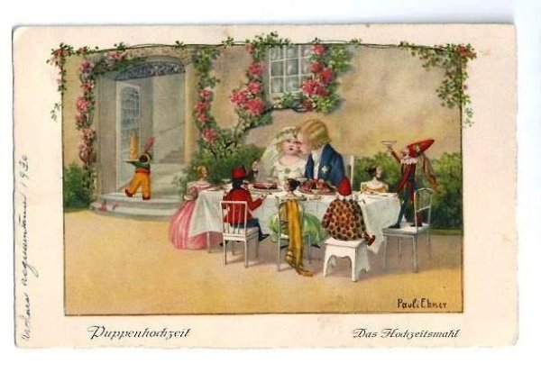 画像1: Postcard　結婚パーティ　The Doll's Wedding　P.Ebner (1)