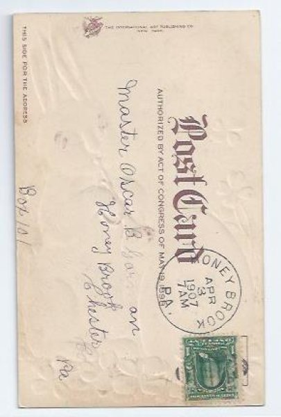 画像2: Postcard  Easter ラッパ(トランペット)を吹くウサギさんとイースターエッグ Ellen Clapsaddle? (2)