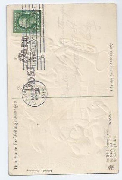 画像2: Postcard  Easter ラッパ(トランペット)を吹くウサギさんとヒヨコ  (2)