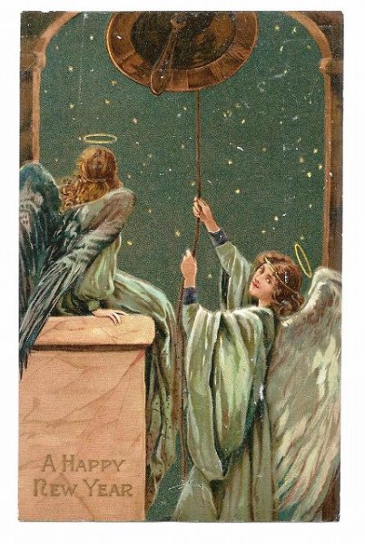 画像1: Postcard  New Year  ベルをならす天使　Alfred Mailick (1)