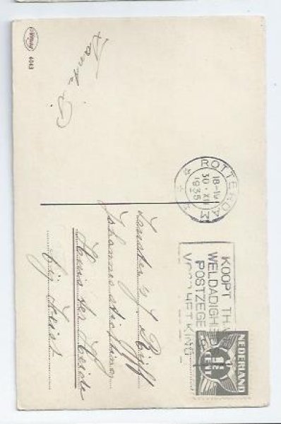 画像2: Postcard　New Year 新年祝い　キノコ　四葉　馬蹄　1935年　  (2)