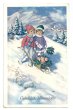 画像1: Postcard　New Year キノコを運ぶ子ども　1937年　 (1)