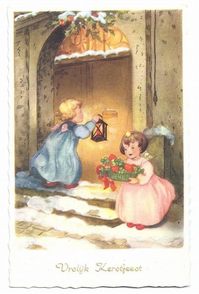 画像1: Postcard　クリスマス　キノコを運ぶ天使　  (1)