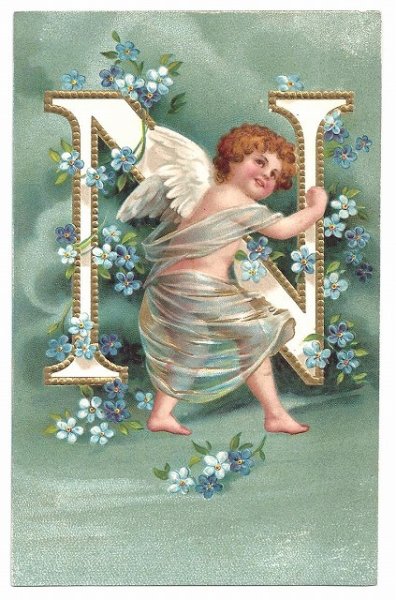 画像1: Postcard　天使のアルファベット　「N」　Ellen Clapsaddle　  (1)
