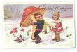 画像1: Postcard　 New Year　新年祝い　大きなキノコと子どもたち　  (1)
