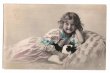 画像1: Postcard　猫と女の子　1911年　 (1)