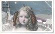 画像1: Postcard　Xmas 松ぼっくりの髪飾りの女の子　1906年　 (1)