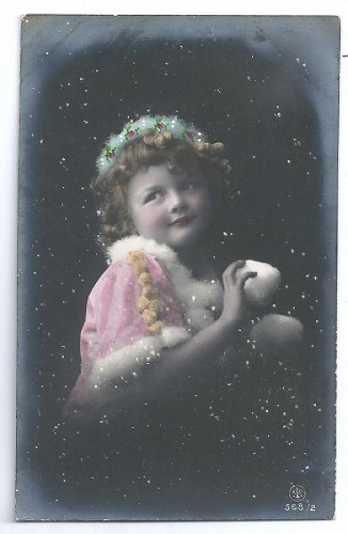 画像1: Postcard　雪と女の子　　 (1)