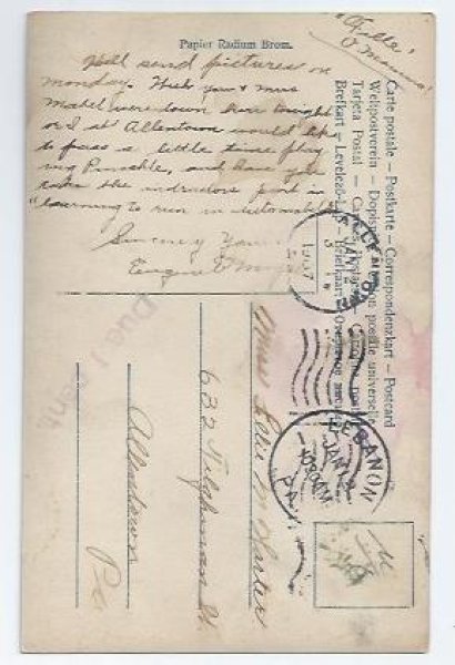 画像2: Postcard ピンク色のドレスの女の子 1907年  (2)