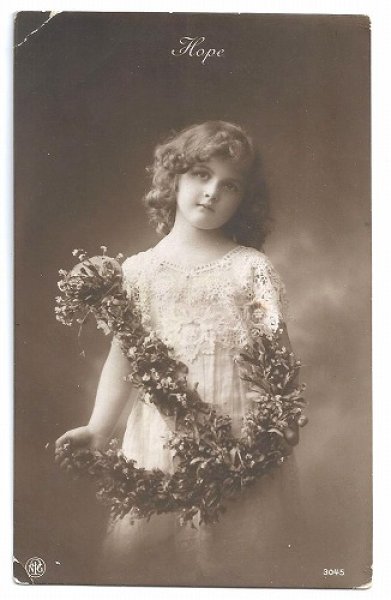画像1: Postcard　アンカーと女の子　1914年　 (1)
