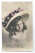 画像1: Postcard  花帽子の女の子　1912年　　 (1)