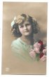 画像1: Postcard  薔薇のお花と女の子　1911年　 (1)