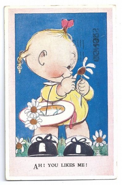 画像1: Postcard　お花占いをする女の子　 Mable Lucie Attwell　　 (1)