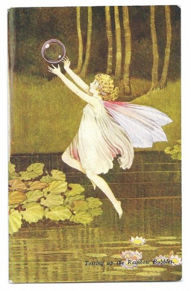 画像1: Postcard　シャボン玉と妖精　未使用　Ida Rentoul Outhwaite (1)