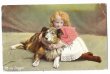 画像1: Postcard　大きな犬と女の子　1909年　 (1)