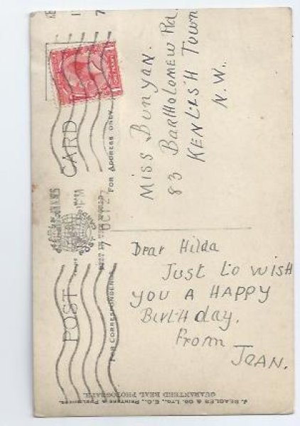 画像2: Postcard 犬のぬいぐるみと女の子 1927年  (2)